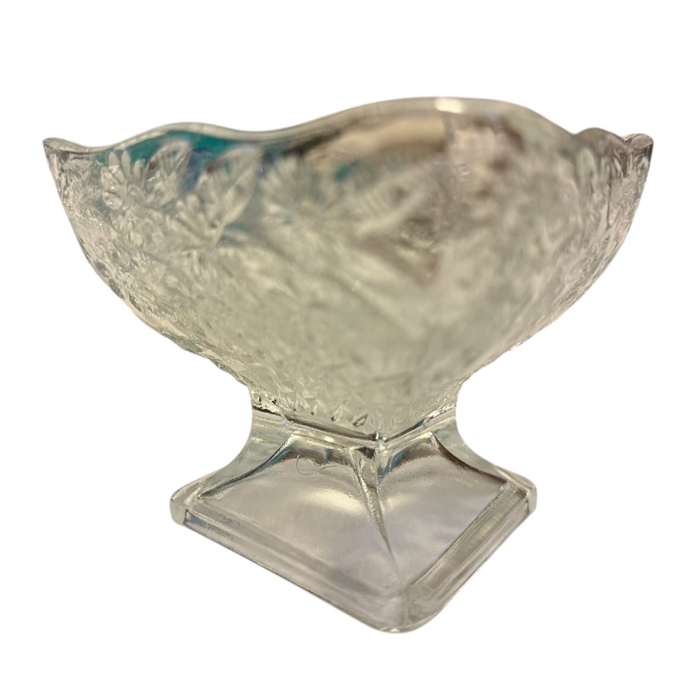 Vintage Indiana Glass Pineapple Floral Compote Cottagecore Grandmillennial Dish - Picture 5 of 13